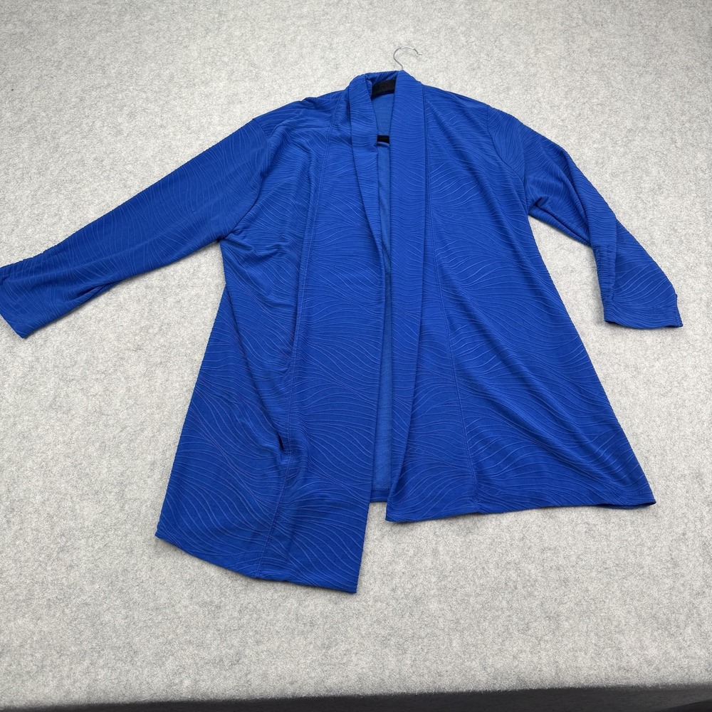 JM Collection Cardigan Sweater Womens Large Blue Open Front Textured Knit